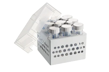 艾本德儲(chǔ)存盒 3 × 3, 可放置 9  個(gè) 50  mL 試管和 4  個(gè) 15  mL 試管，2  件，高 127  mm，5  英寸，聚丙烯材料，可耐受最低 -86  °C，高溫高壓滅菌，帶蓋子